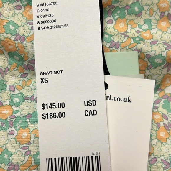 Another girl Tie Detail Ditsy Mini Skirt Lime Grn Floral Keyhole Detail waist XS - Picture 2 of 10